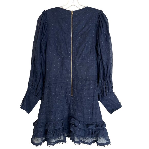 "Clearance" Mackenzie Mode Mariposa Navy Swiss Dot Ramie Ruffled Mini Dress Sz 4 - Picture 9 of 12